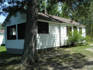 Picture of Cabin 5 Outside with picnic table and BBQ grill