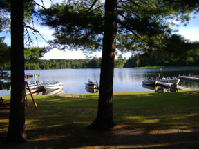 Great lake views!  This picture was taken while sitting at Cabin 2's picnic table